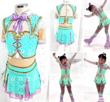 Professional ice figure skating competition dress custom blue handmade