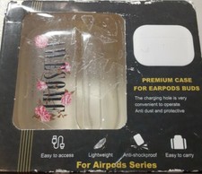 For Airpods Series Premium Case For Earpods Buds. Clear with flowers  "Awesome"