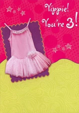 Pink Tutu Designer Greetings Age 3 / 3rd Birthday Card for Girl