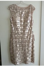 150. SUE WONG CHAMPAGNE Allover Sequin Cocktail Dress NWT 426 12