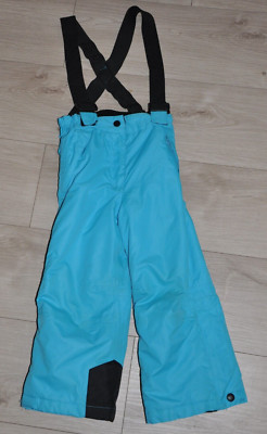 Skihose von Crane, Gr. 98 / 104, türkis blau weiß, Ski Hose Kinder, Hosenträger