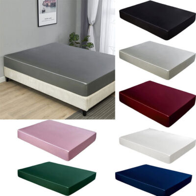 2026 Satin Spannbettlaken Glatt Glanz Bettlaken Boxspringbett Topper Microfaser