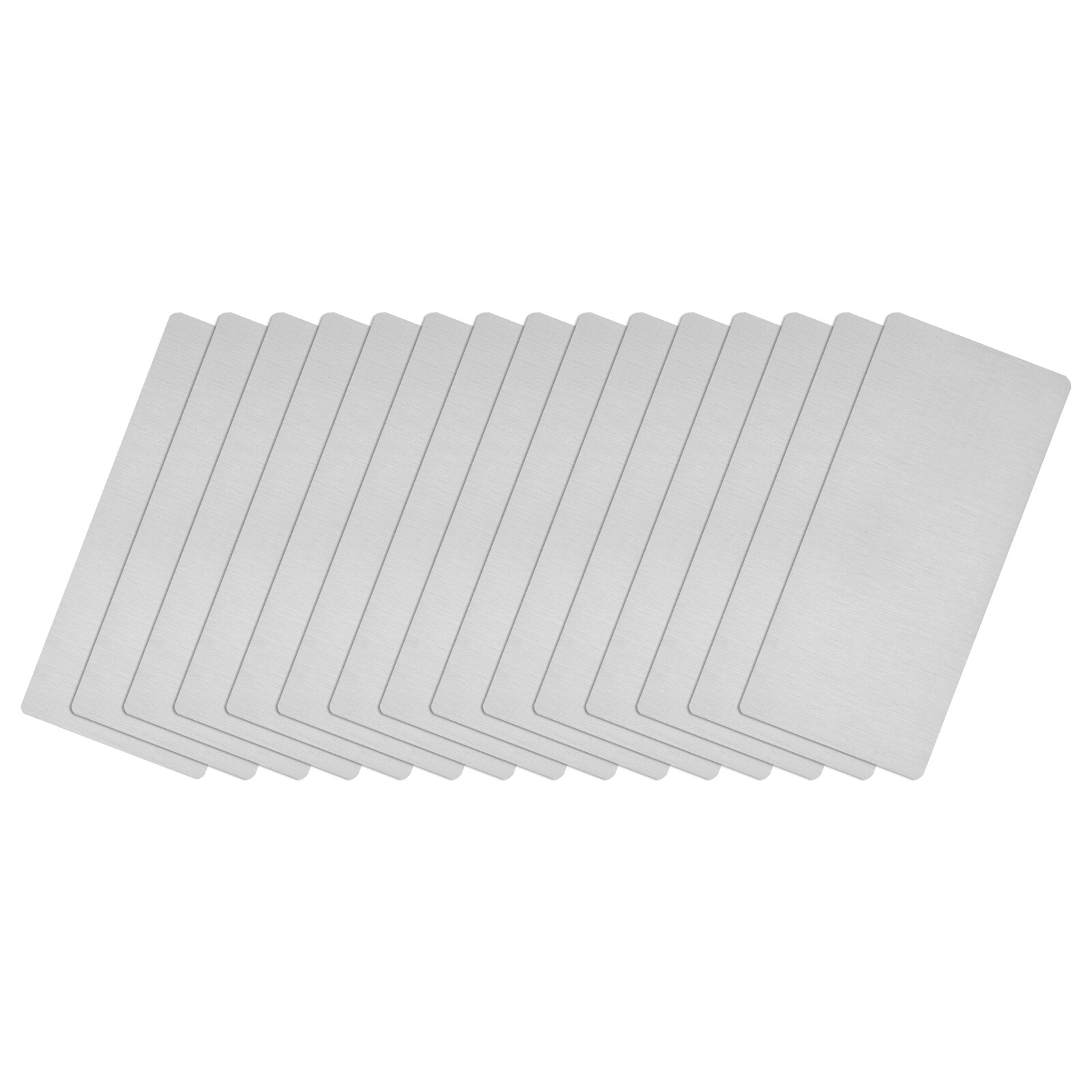 50x22x0.4mm Brushed 201 Stainless Steel Blank Metal Card Silver Tone 15 Pcs