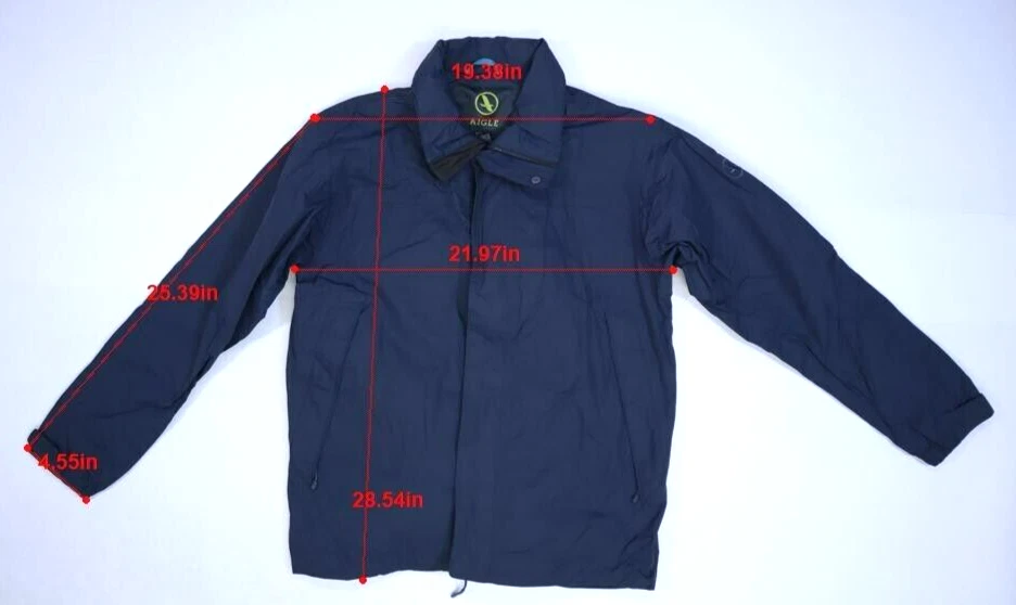 Chaqueta forrada con capucha enrollable dobladillo cremallera completa manga larga gris Aigle para hombre L Foto 2 de 4