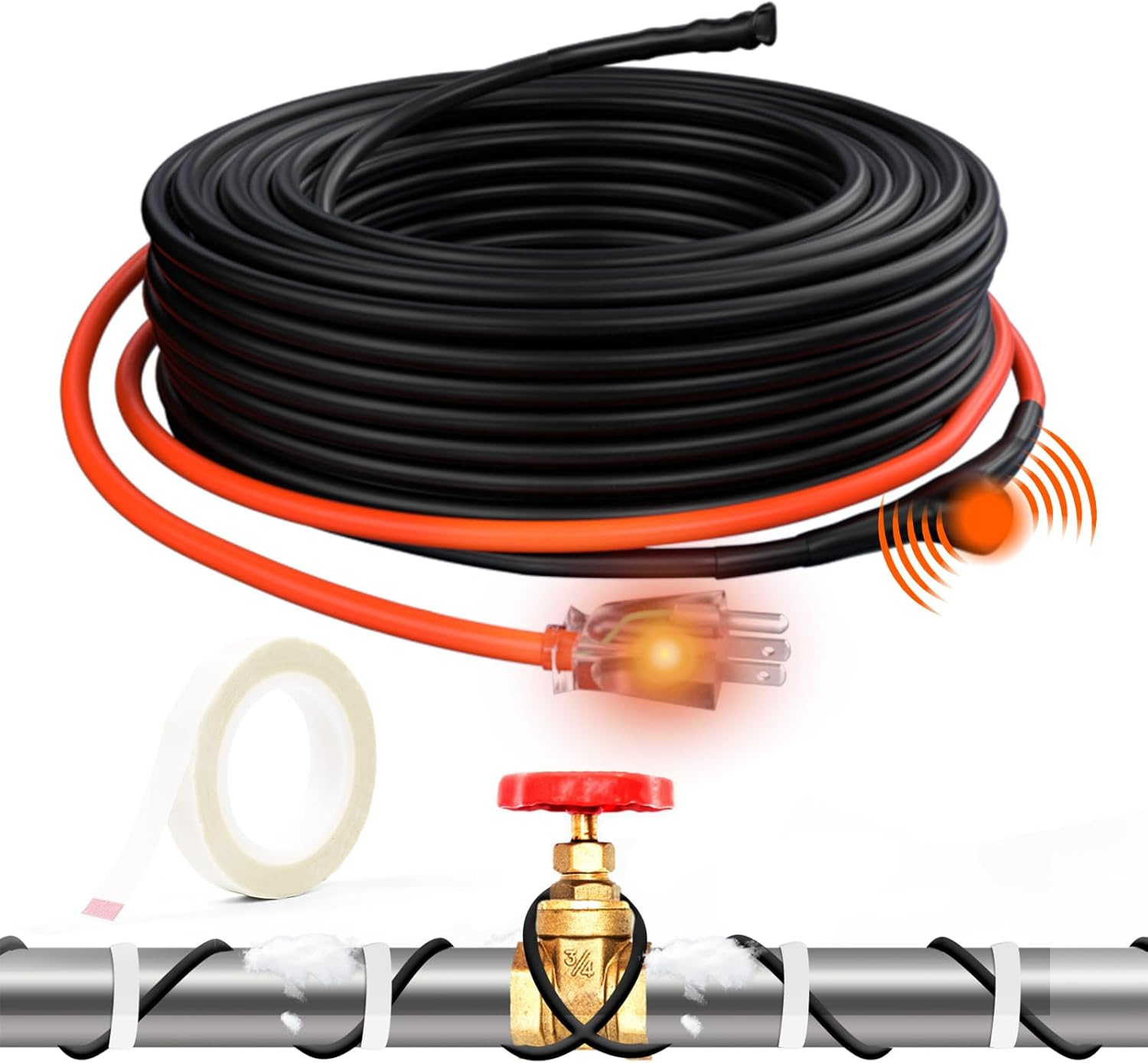 JHSF 40Ft Self-Regulating Heat Cable for Pipe Freeze Protection, Energy-Saving,