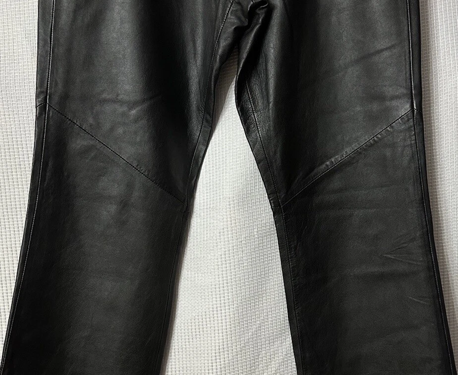 Pantalones de diseñador Sutton Studio para mujer de cuero genuino negro pantalones pantalones talla 8 Foto 3 de 4