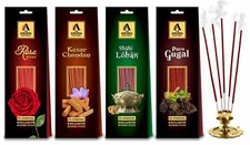 Incense Sticks Rose Kesar Chandan Sandalwood Loban Gugal Pack of 4 x 30 Stick