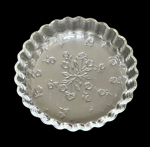 Vintage Anchor Hocking Savannah Glass Quiche Pan Dish Tart Pie Plate 10-1/4”