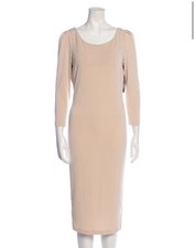 Alice + Olivia Employed Pencil Dress Medium Ruched Sleeve Nude Stretch NEW