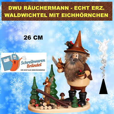 DWU RÄUCHERMANN WALDWICHTEL MIT EICHHÖRNCHEN RÄUCHERFIGUR DRECHSELWERK UHLIG 905