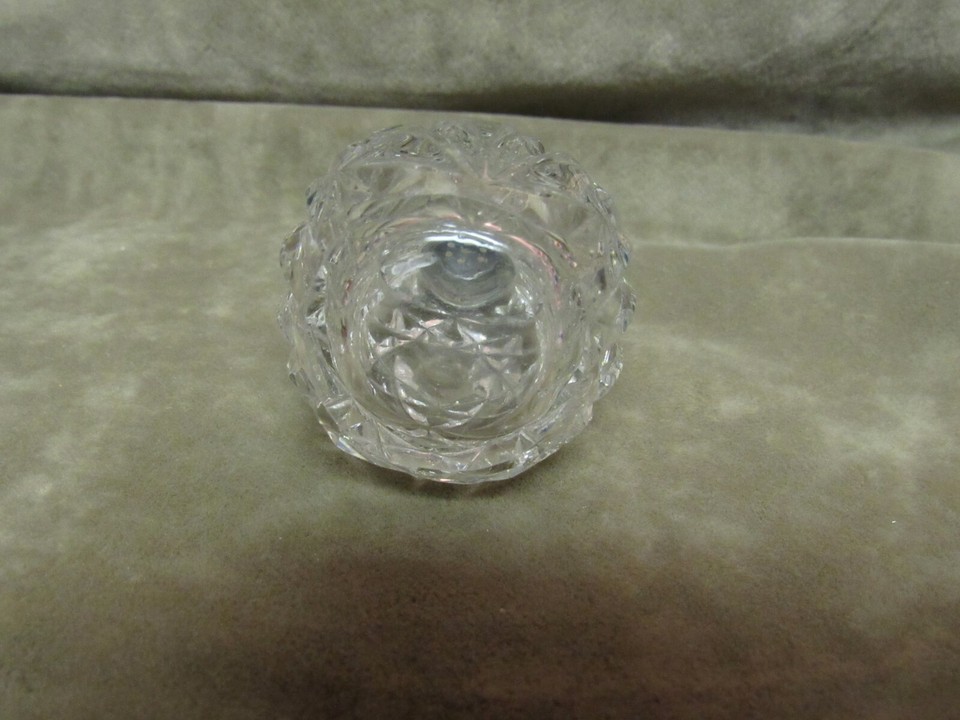 Victorian Cut Glass Geometric Hobstar Pattern Sterling Silver Top Salt