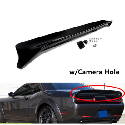 Rear Spoiler w/Camera Hole For 08-22 Dodge Challenger Hellcat Redeye Gloss Black