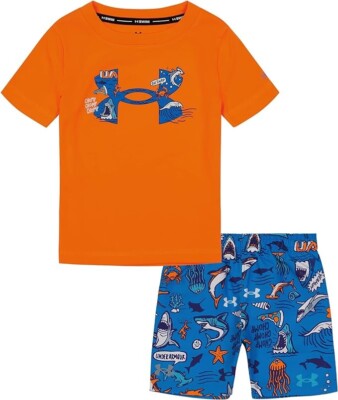 Boy's Under Armour 2 pc. Set Swimming T-Shirt & Shorts Youth sz. 4