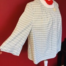 Stunning Nwt £89 Elvi Plus Size Uk22 Cream Mint Green 3/4 Sleeve Summer Jacket