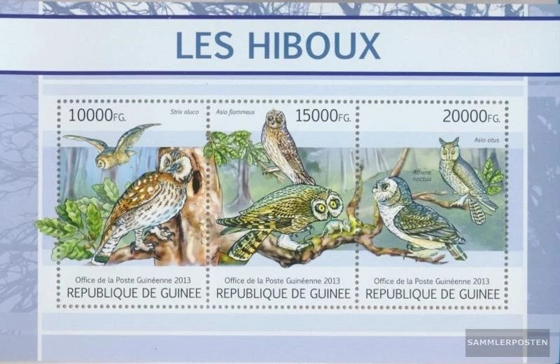 Briefmarken Guinea 2013 Mi 9729-9731 Kleinbogen (kompl. Ausgabe) postfrisch Eule - Bild 1 von 1