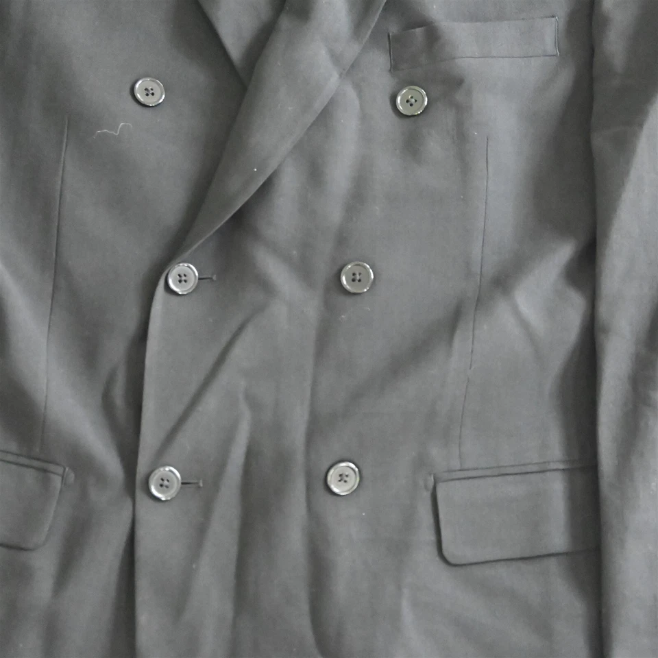 Paul Fredrick 43R 44R Black Trim Fit Double Breasted Suit Jacket Sport Coat - Image 3 of 4