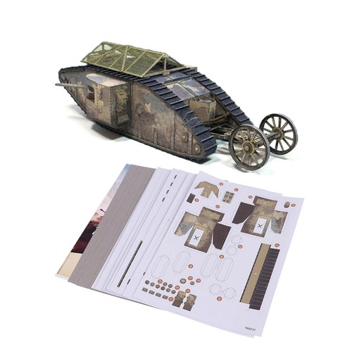 1:35 WWI British Military Mark.I Male Tank Souvenir Model DIY Unassembled Kit - Foto 2 di 12