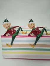 2 VTG 1981 Sun Hill Industries CHRISTMAS ELF PIXIE Shelf Sitter Made Hong Kong