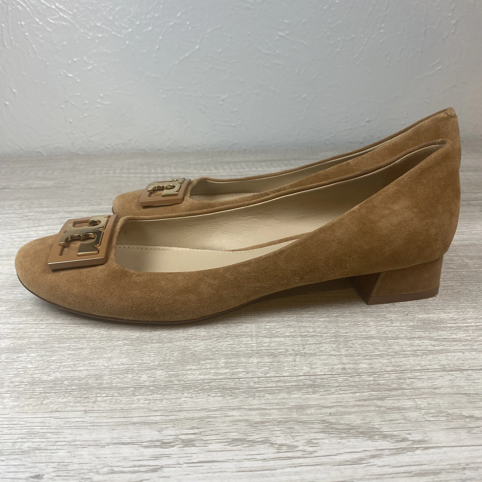 Tory Burch Gigi scamosciato punta tonda tacco a gattino donna taglia 8