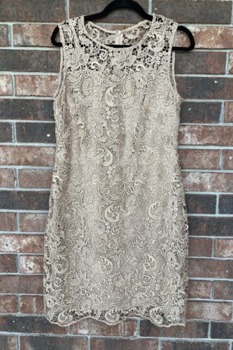 NWT Calvin Klein Lace Dress - Tan Khaki Beige- Size 10 Wedding Formal Business - Picture 1 of 4