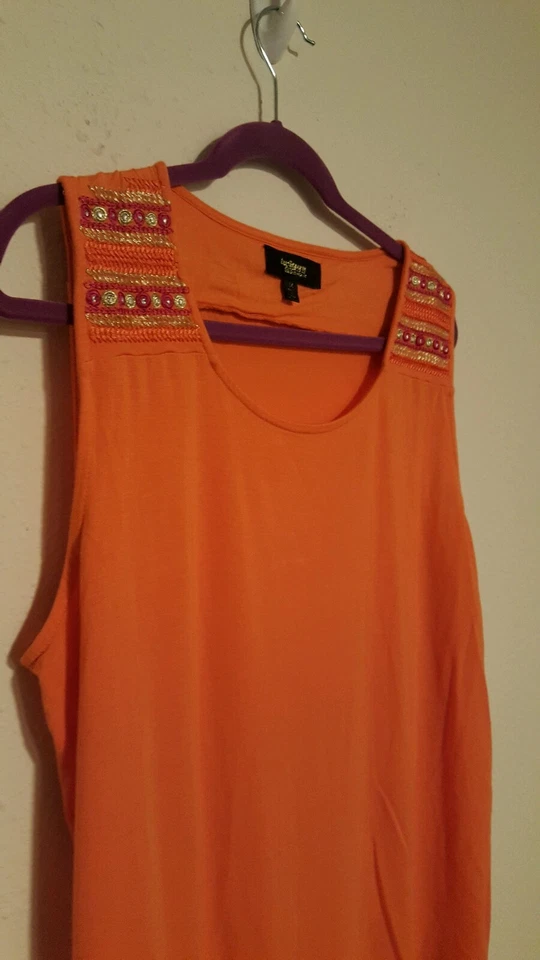 TWIGGY LONDON оранжевый вышитый плечи красный оранжевый золото Майка 1 X - Изображение 3 из 4