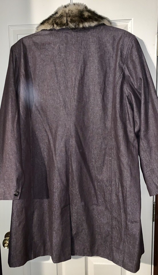 NEW Women’s 3X Terry Lewis Brown Denim Lined Jacket Coat Removable “Fur