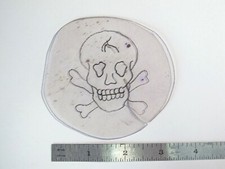 vtg 1960s 70s Tattoo Flash acetate stencil Fracture Skull and Crossbones SK2