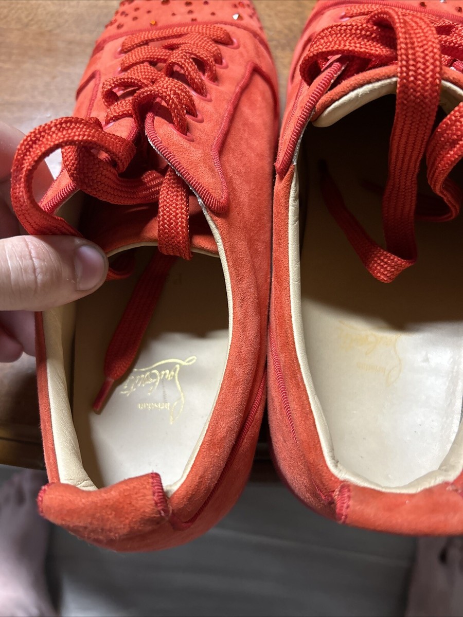 Christian Louboutin Men's Low Top Sneakers Sz 9.5 Red Rhinestones