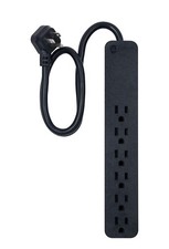 GE Pro Surge Protector 6 Outlets 2Ft Cord W/Flat Plug - Black