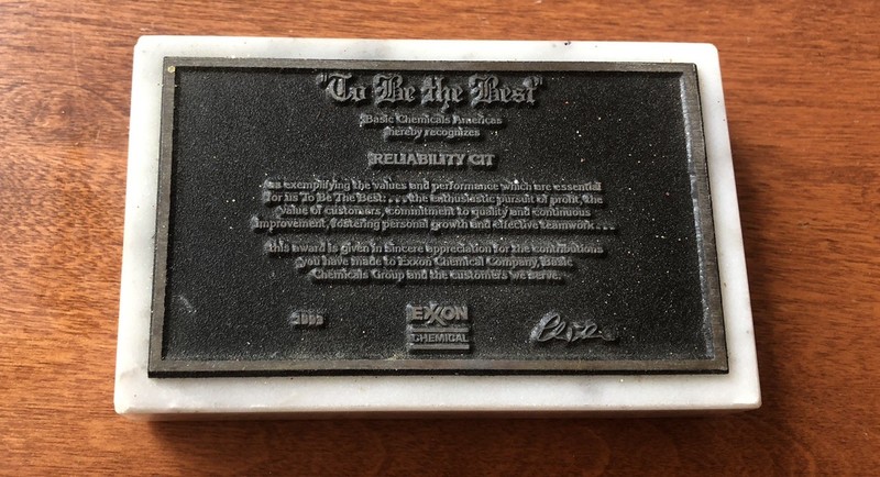 Vintage Exxon 2003 Marble Paper Weight Service Award