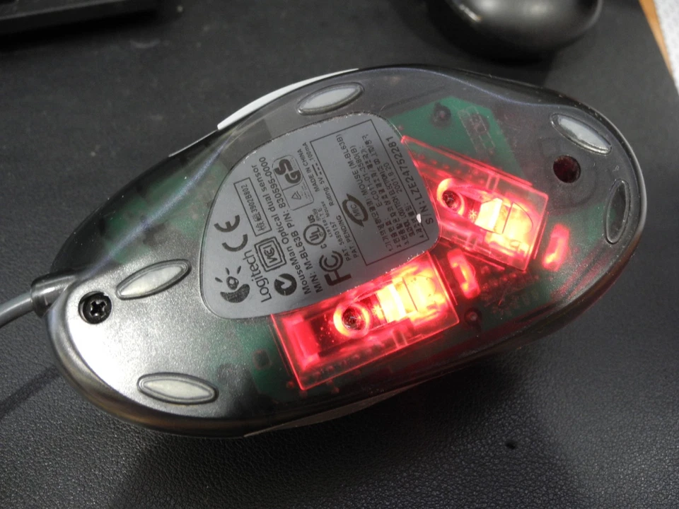 RARE Logitech Mouseman Dual Sensor Optical USB Wheel Mouse M-BL63B Corded Tested - Image 2 of 4