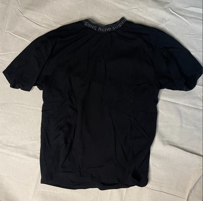 Acne Studios Black Jacquard Logo Collar T-Shirt