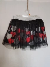 Disney Minnie Mouse Flare Skort Heart Balloons Black Tulle Girls Size 10/12...