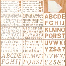 1/2, 3/4, 1, 2 Inch Letter Stencils for Painting, 14 Pack Reusable Plastic Numbe
