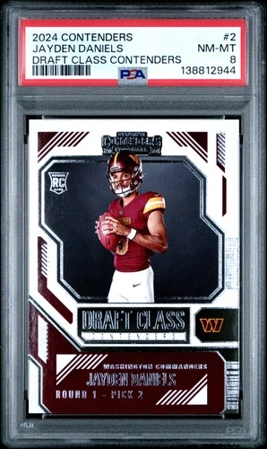 2024 PANINI CONTENDERS DRAFT CLASS CONTENDERS #2 JAYDEN DANIELS ROOKIE RC PSA 8