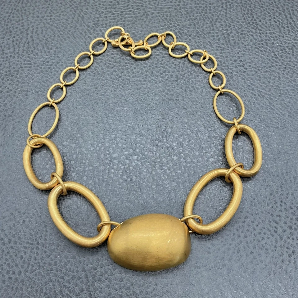 MMA RLM Statement Link Necklace Gold Tone Oval Chain Modern Art Jewelry Women Foto 2 de 4