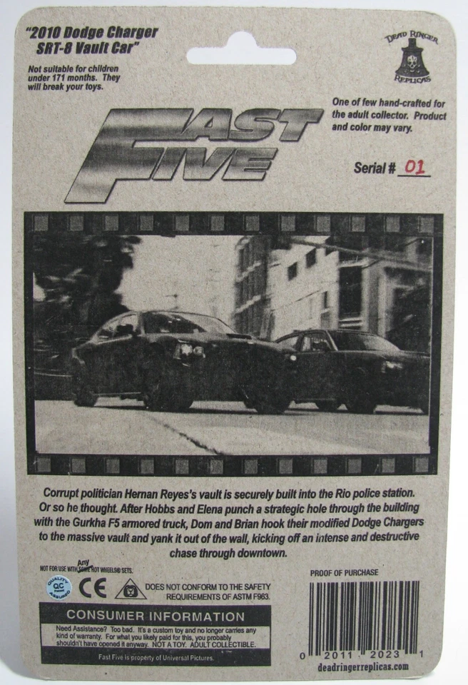 Fast & Furious Five 2010 Dodge Charger Vault Dragger Car 1/64 Custom Hot Wheels - Image 4 of 4