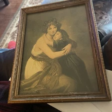 Vintage Portrait Madame Vigee Le Brun & Daughter French Artist Framed 9 X 6 “