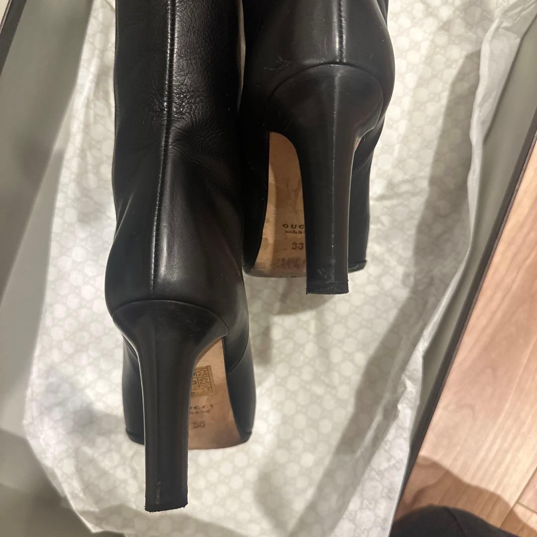 GUCCI Boots Heel Interlocking Leather Black EU36/US6 116440c thumbnail 3