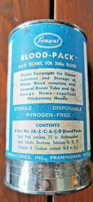 Fenwal Blutbeutel,  Canned blood collection pack, von 1953 absolute Rarität 