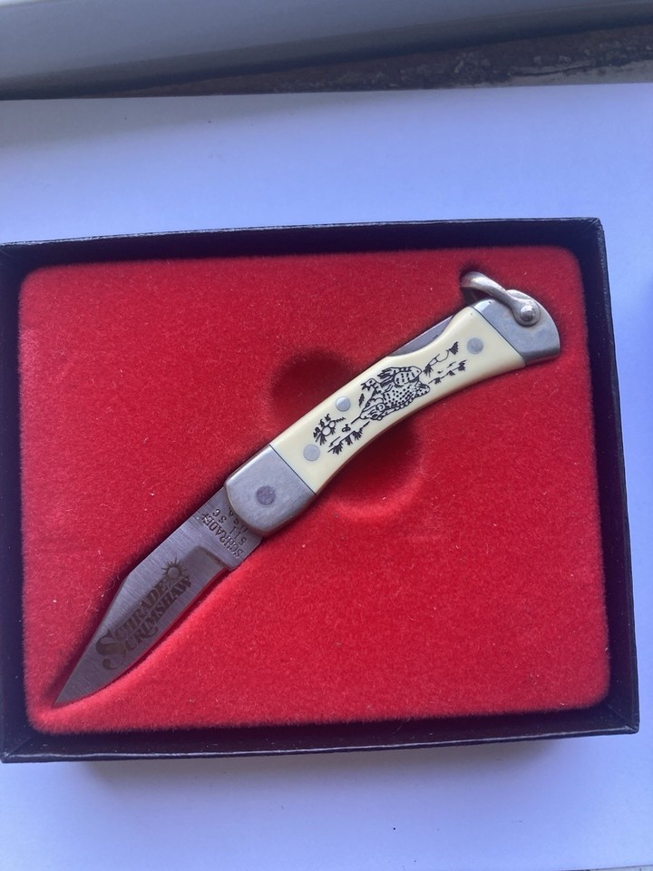 Schrade SC-511 Scrimshaw Folding Knife NIB | eBay