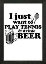 I just play tennis Framed Wall Art Poster Canvas Print Picture