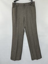 Ralph Lauren Houndstooth Black Tan Women 10 Wool Slacks Trousers Pant Flat Front