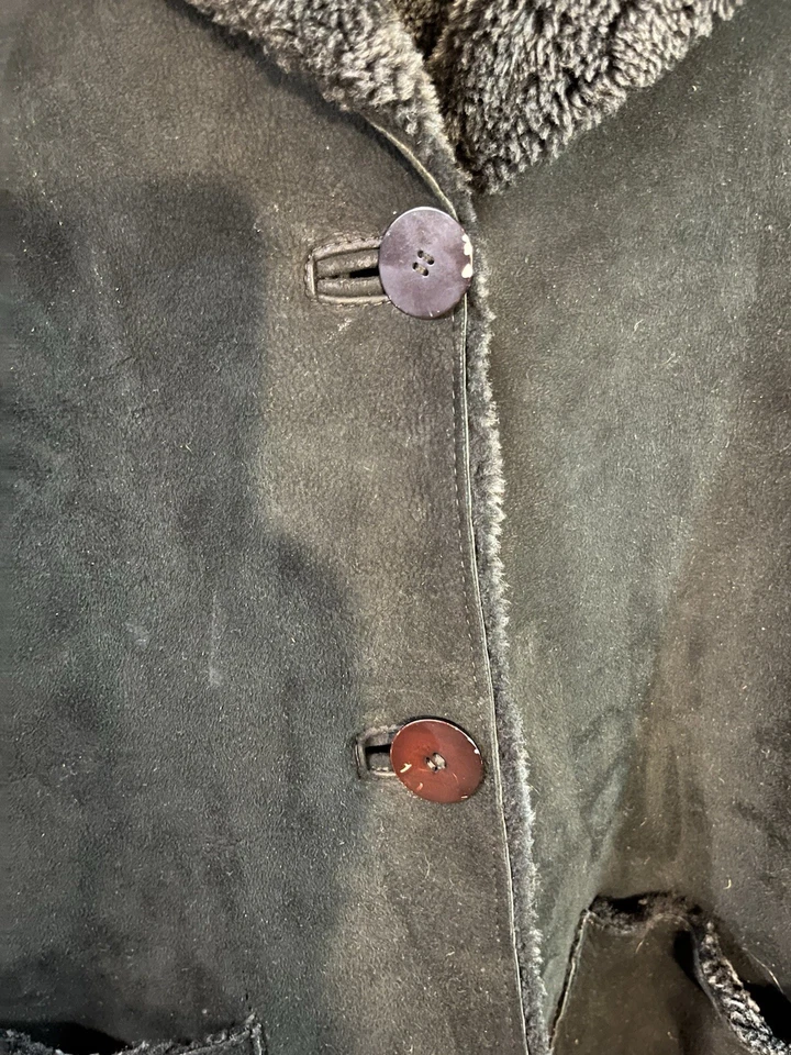 Chaqueta de piel de oveja Barney’s New York de cuero genuino negra vintage talla 38/8 Foto 2 de 4