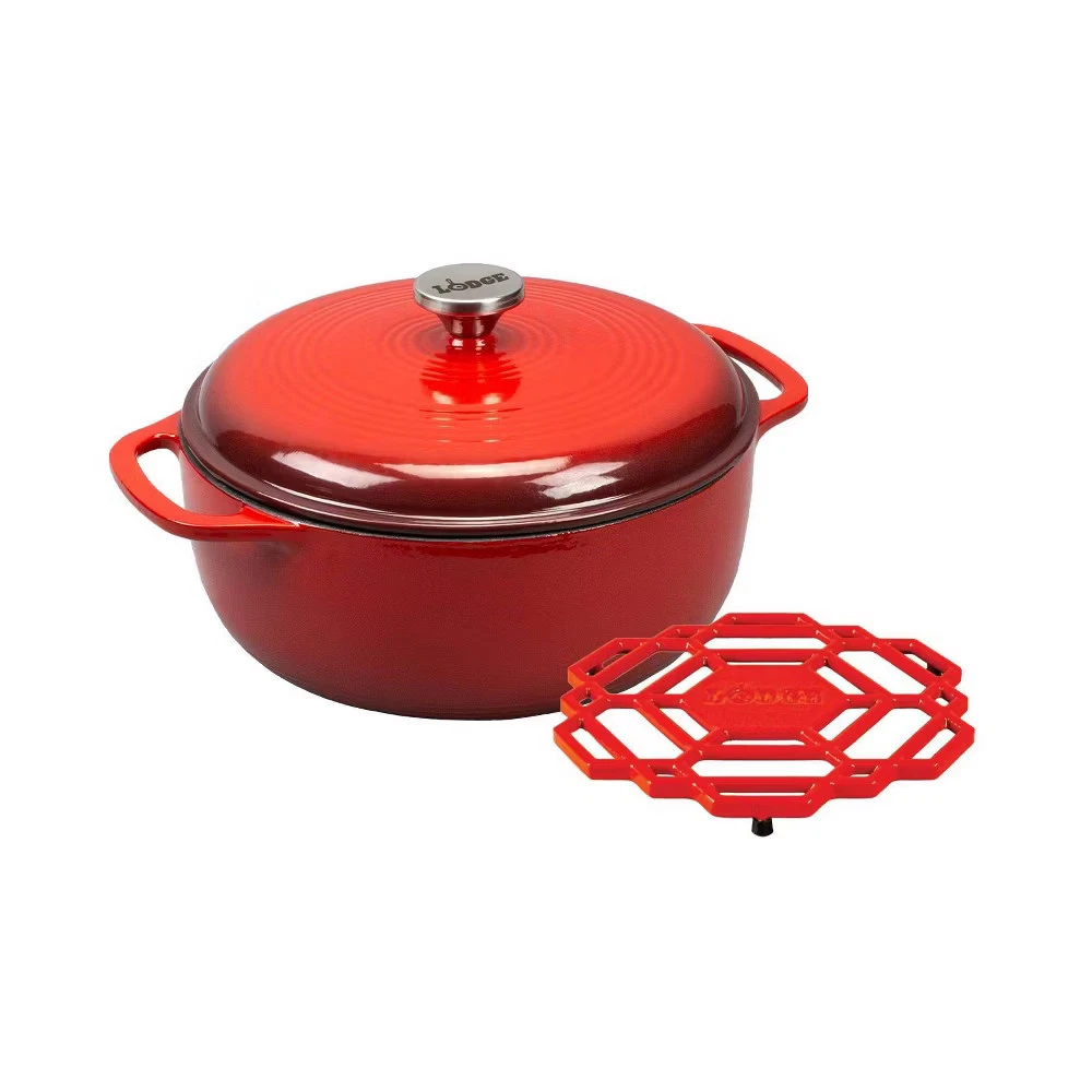 Lodge 6qt Cast Iron Enamel Dutch Oven Red
Opens in a new window or tab