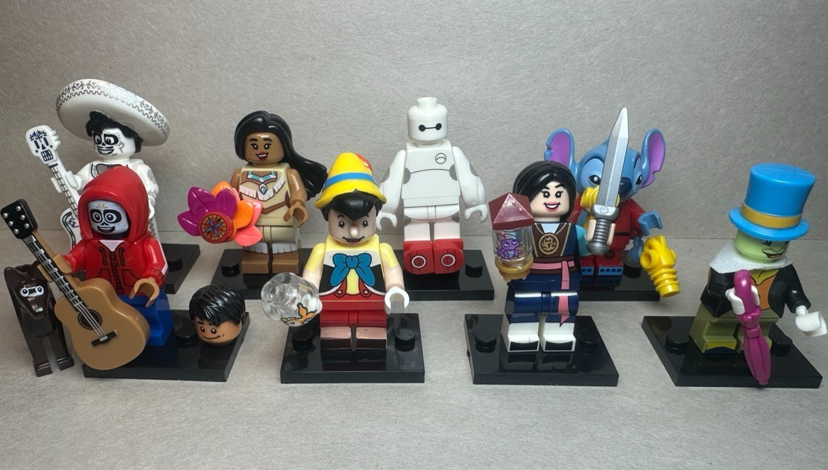 Custom Lego Disney Coco, Pinocchio, Mulan, Moana, Big Hero 6 Minifigures 8 Pack