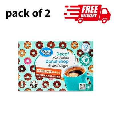 Great Value Donut Shop Decaf Coffee Pods 12 Count Pack of 2 Total 24 Pods
