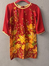 Vietnamese Ao Dai Dress, For little Girls, silk, red, size 3. New