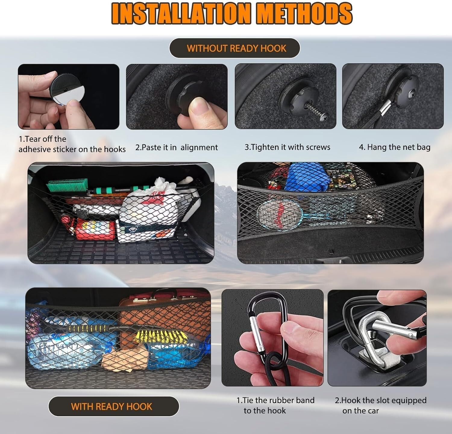 SUV Car Accessories Envelope Style Trunk Cargo Net Storage Organizer Universal