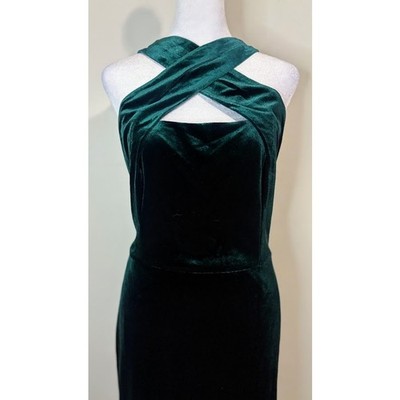 Vince Camuto Green Velvet Sleeveless Cross Halter Neck Sheath Dress Size 14  NWOT | eBay